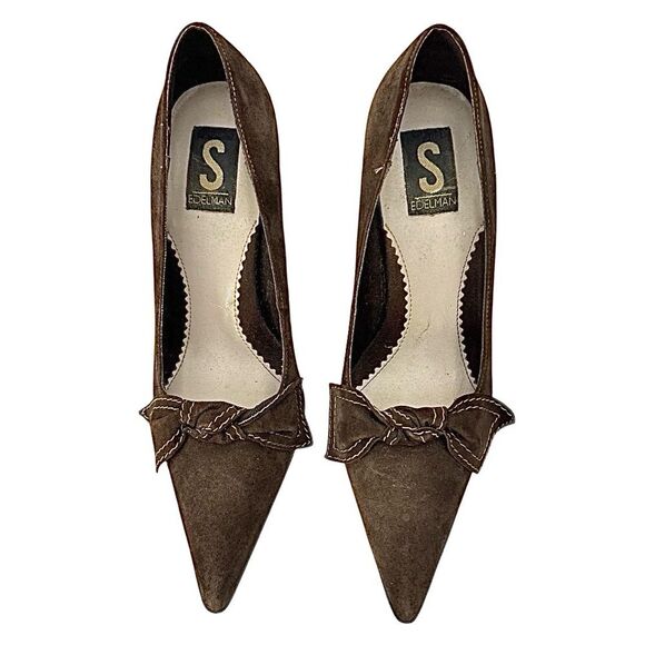 Sam Elderman Vintage Pointed Heels Brown Suede Size 7.5 M Pre-Owned - Picture 6 of 10